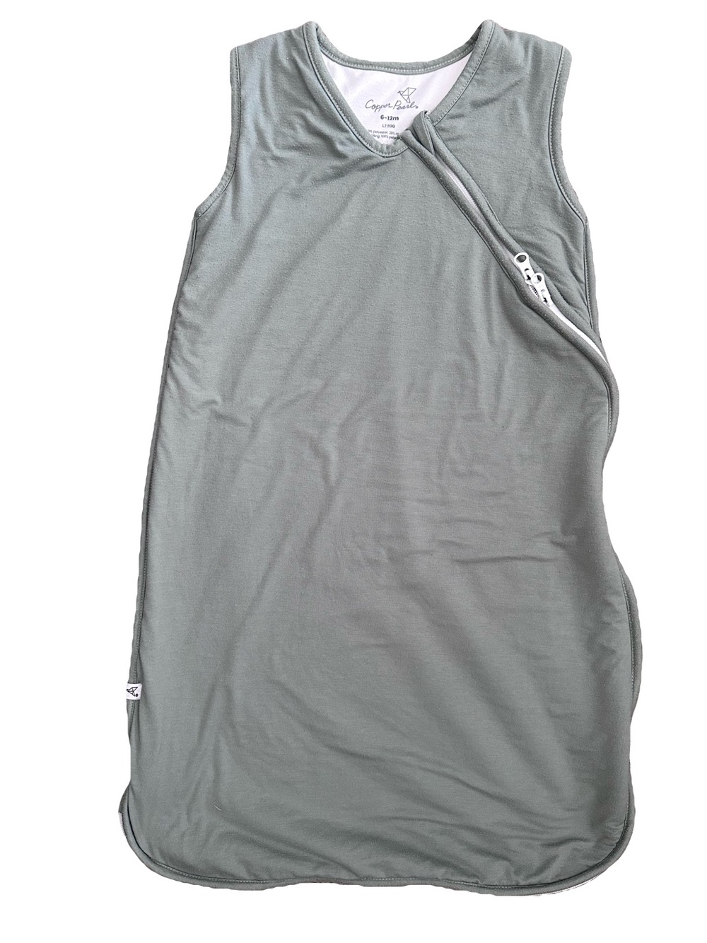 Copper Pearl Sage Green Sleeveless Baby Sleep Sack - Cozy Zip Front